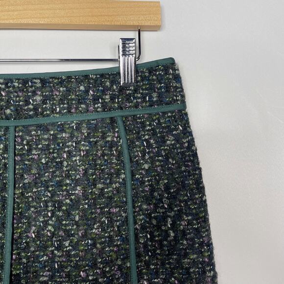 J Crew Size 4 Green Black Moss Tweed Mini Skirt in Evergreen Wool Blend Lined - Picture 3 of 7